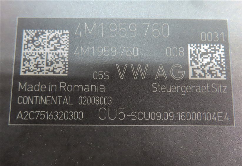 Thumbnail 5: 17-20 AUDI Q7 (4M) FRONT RIGHT PASSENGER SEAT ADJUST ADJUSTMENT CONTROL MODULE