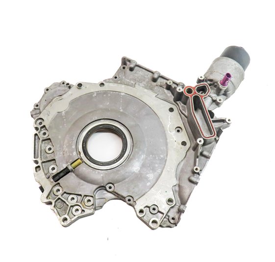 17-19 AUDI Q7 4M 3.0L SUPER CREC ENGINE LOWER TIMING COVER w/ OIL FILTER HOUSING