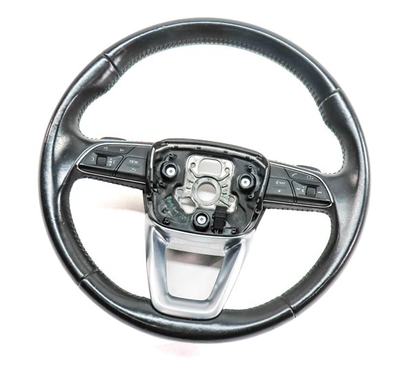 Thumbnail 2: 17-19 AUDI Q7 4M 3 SPOKE SPORT STEERING WHEEL w/SHIFT PADDLES & SWITCHES (Black)