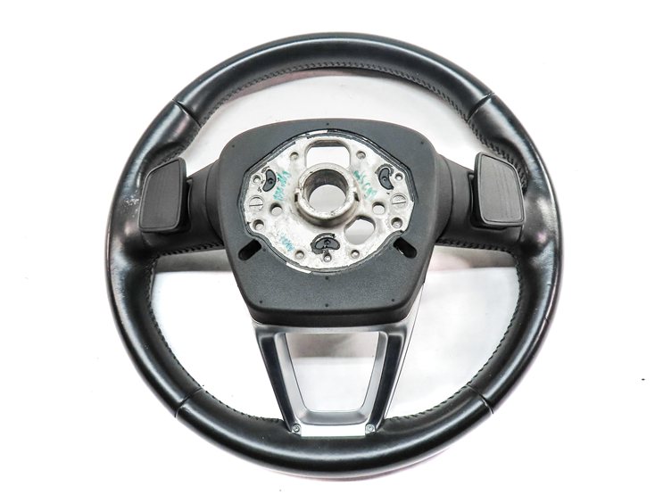 Thumbnail 4: 17-19 AUDI Q7 4M 3 SPOKE SPORT STEERING WHEEL w/SHIFT PADDLES & SWITCHES (Black)
