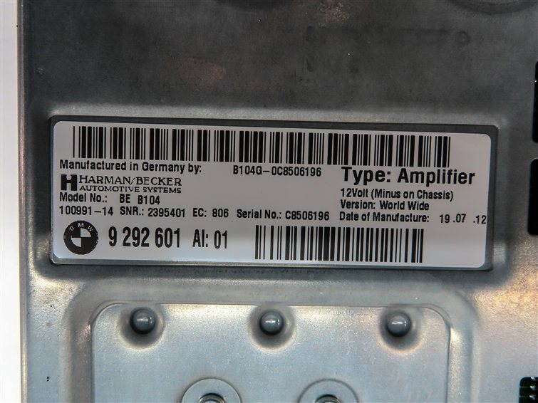 Thumbnail 6: 12-17 BMW 3/4 SERIES X3 X4 X5 X6 HARMAN AUDIO AMP AMPLIFIER (4-PIN BY OPTIC)