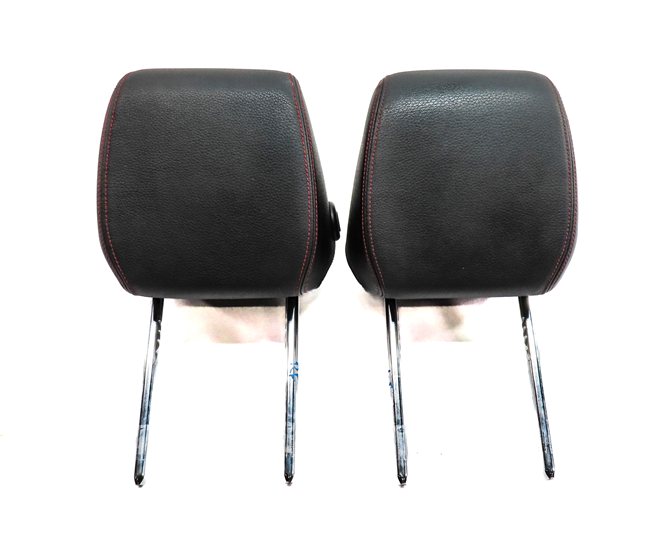 13-20 BMW 3 4 F30 F32 FRONT LEFT & RIGHT HEADREST SET2 (BLACK w/ RED STITCH)