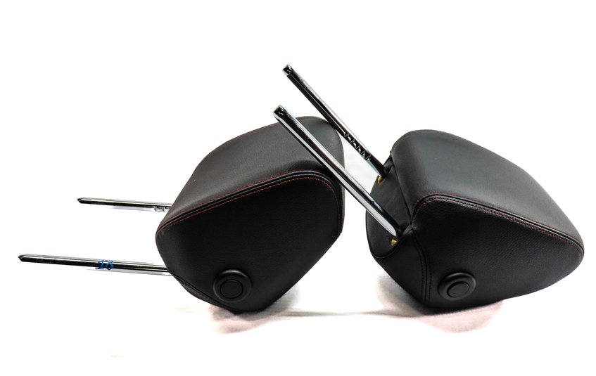 Thumbnail 6: 13-20 BMW 3 4 F30 F32 FRONT LEFT & RIGHT HEADREST SET2 (BLACK w/ RED STITCH)