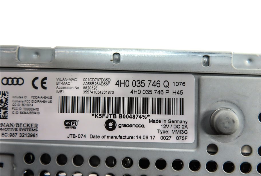 Thumbnail 8: 2017-2018 AUDI A8 S8 D4 4H FRONT RADIO STEREO CD MEDIA MMI HEAD CONTROL UNIT