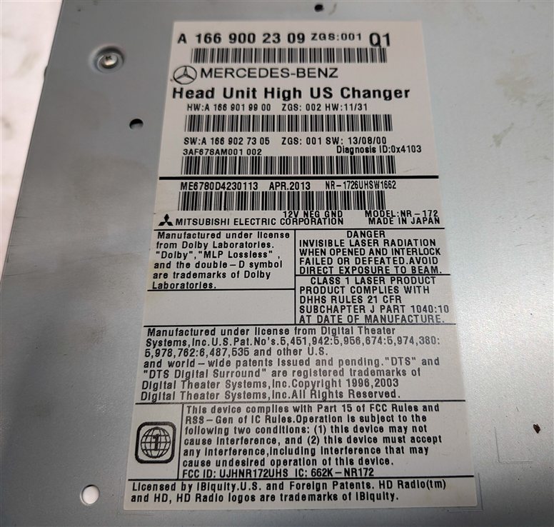 Thumbnail 7: 2013 MERCEDES GL350 GL450 GL550 GL63 (X166) AM/FM STEREO RECEIVER SD CD PLAYER