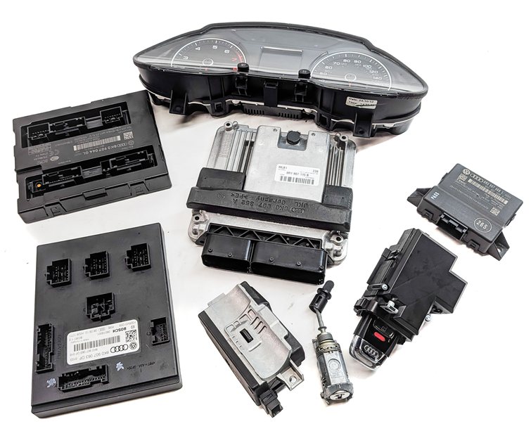 13 AUDI Q5 (B8 8R) 2.0L (CPMA) SPEEDOMETER ECM BCM IMMOBILIZER MODULE KEY SET/9