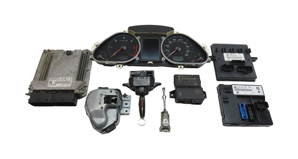 Thumbnail 3: 2011 AUDI Q7 (4L) 3.0L CATA DIESEL ENGINE ECM IMMOBILIZER BODY MODULE KEY SET