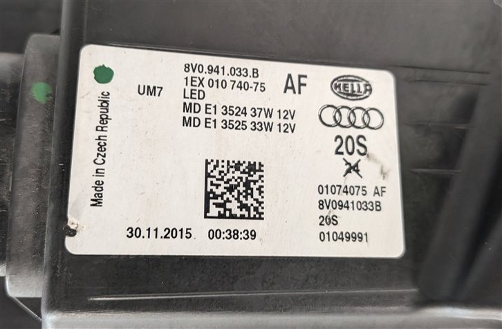 Thumbnail 14: 2015-2016 AUDI A3 S3 (8V) LEFT FRONT DRIVER LED HEADLIGHT LIGHT LAMP