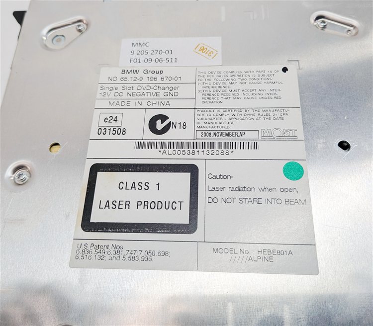 Thumbnail 6: 2008-2010 BMW 750i X5 X6 Z4 (F01 E70 E71 E89) VIDEO PLAYER 6-DISC DVD CHANGER