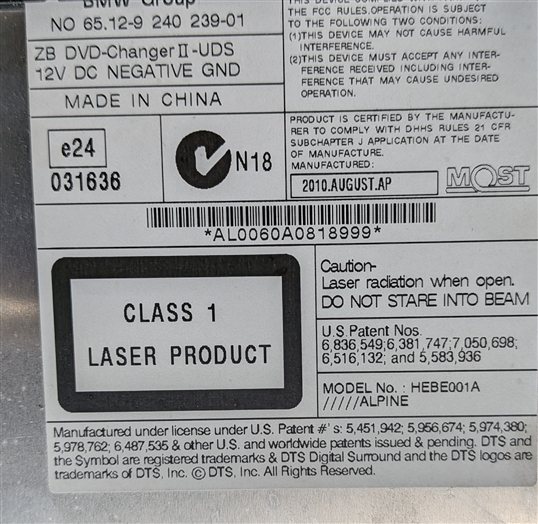Thumbnail 8: 2011 BMW 750LI (F01) AUDIO MULTIMEDIA SOUND SYSTEM DVD CHANGER MODULE
