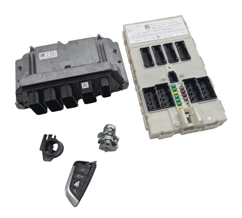 Thumbnail 1: 2016-2018 BMW X1 X2 (F39 F48) MINI COOPER CLUBMAN 2.0L DME BCM MODULE KEY SET
