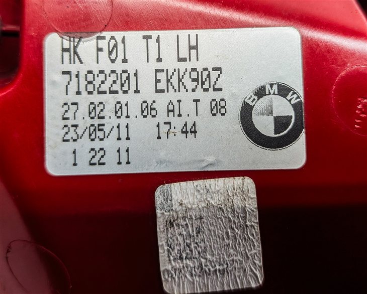 Thumbnail 9: 2009-2012 BMW 7 SERIES (F01) LEFT DRIVER REAR OUTER TAILLIGHT BRAKE LIGHT LAMP