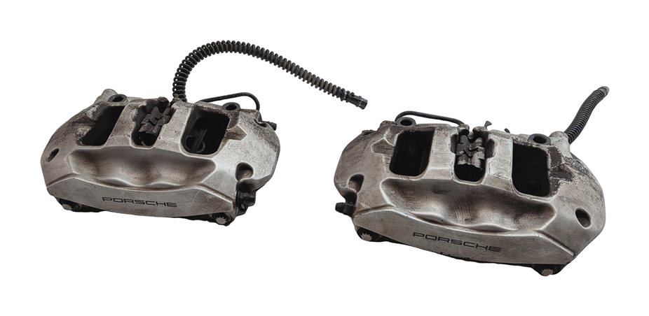 Thumbnail 2: 11-18 PORSCHE CAYENNE (958) REAR LEFT & RIGHT BRAKE CALIPER SET (SILVER BREMBO)