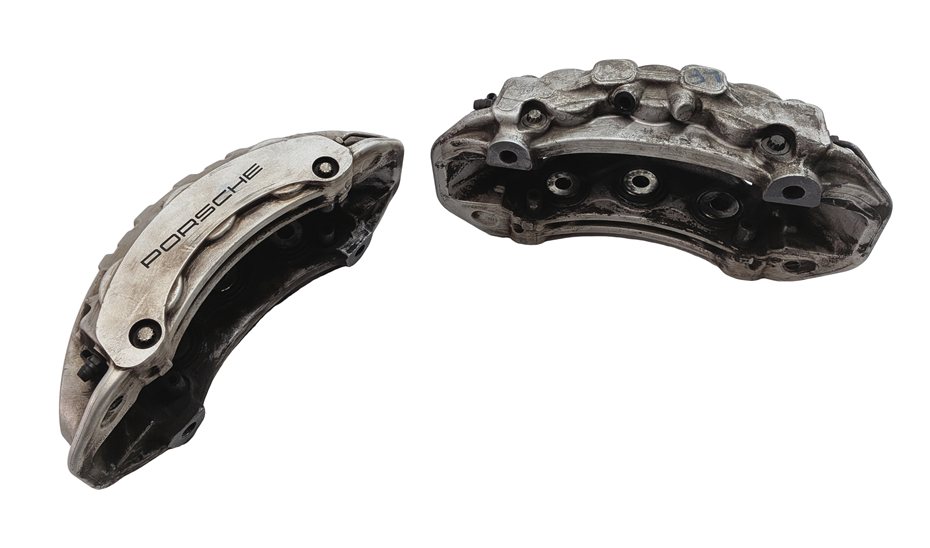 11-18 PORSCHE CAYENNE (958) FRONT LEFT & RIGHT BRAKE CALIPER SET (SILVER BREMBO)