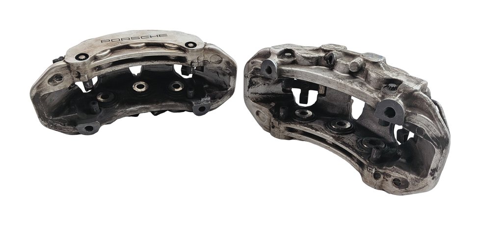 Thumbnail 2: 11-18 PORSCHE CAYENNE (958) FRONT LEFT & RIGHT BRAKE CALIPER SET (SILVER BREMBO)