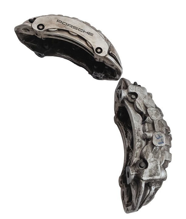 Thumbnail 3: 11-18 PORSCHE CAYENNE (958) FRONT LEFT & RIGHT BRAKE CALIPER SET (SILVER BREMBO)