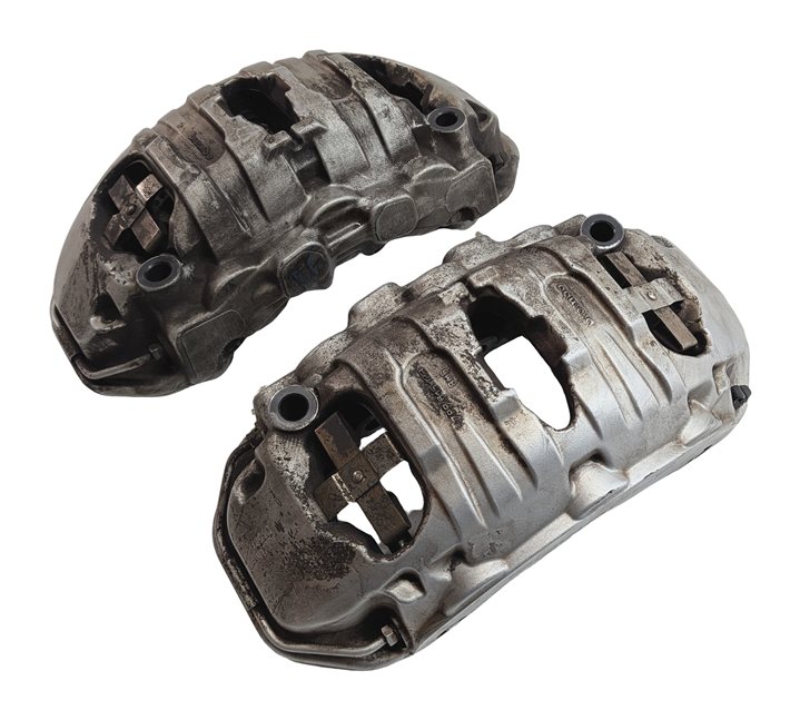 Thumbnail 5: 11-18 PORSCHE CAYENNE (958) FRONT LEFT & RIGHT BRAKE CALIPER SET (SILVER BREMBO)