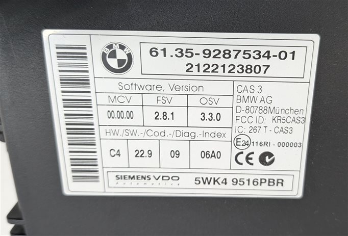 Thumbnail 7: 13-16 BMW X1 Z4 E84 E89 2.0L N20 TURBO ECM DME CAS 3 IMMOBILIZER MODULE KEY SET
