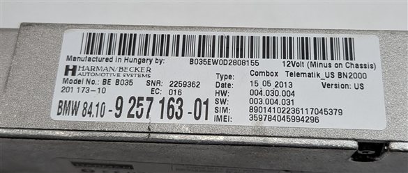 Thumbnail 8: 2014 BMW X1 (E84) BLUETOOTH TELEMATICS COMMUNICATION CONTROL MODULE