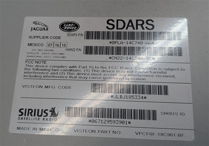 Thumbnail 6: 12-16 LR2 LR4 RANGE ROVER EVOQUE (L319 L538) SIRIUS XM SATELLITE RADIO RECEIVER
