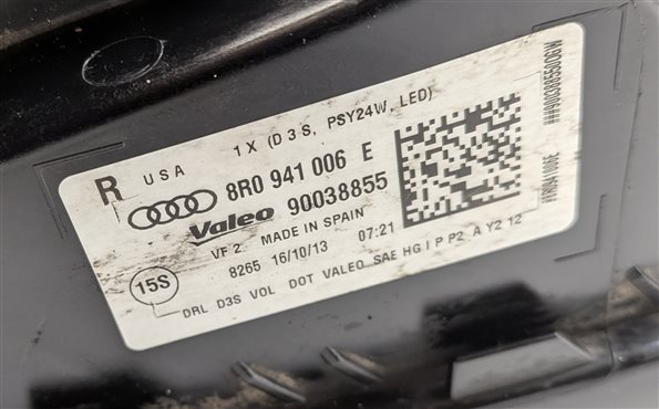 Thumbnail 7: 2013-2017 AUDI Q5 SQ5 (B8 8R) RIGHT PASSENGER XENON HID HEADLIGHT LAMP (NON AFS)