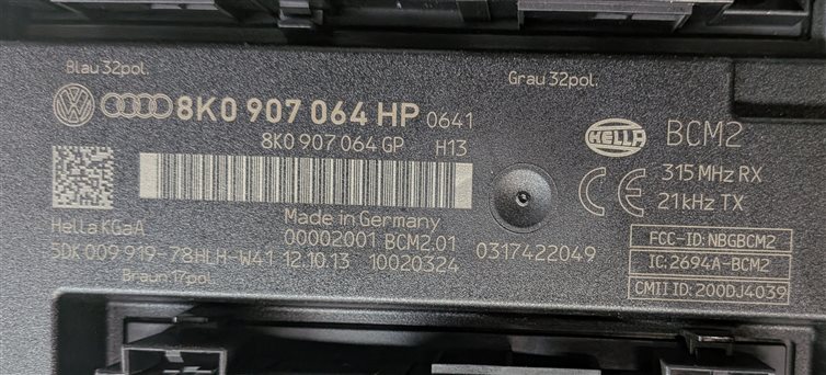 Thumbnail 7: 12-17 AUDI A4 S4 A5 S5 Q5 SQ5 (B8 8K 8T 8R) BODY COMFORT CONTROL MODULE (BCM2)