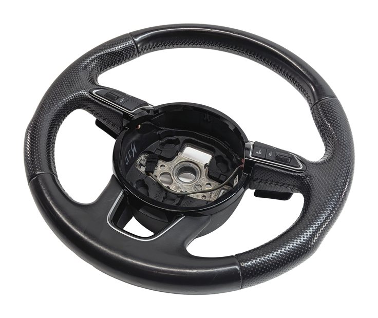 Thumbnail 1: 12-15 AUDI Q7 (4L) 3 SPOKE S-LINE STEERING WHEEL w/ SWITCHES & PADDLES (Black)