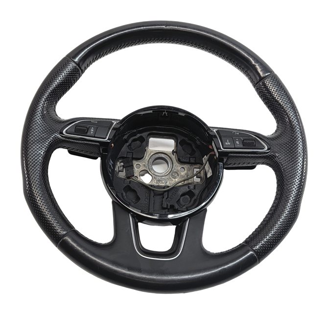 Thumbnail 2: 12-15 AUDI Q7 (4L) 3 SPOKE S-LINE STEERING WHEEL w/ SWITCHES & PADDLES (Black)
