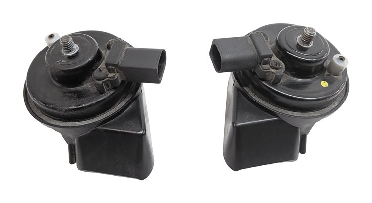 Thumbnail 4: 2007-2015 AUDI Q7 R8 (4L 4S) HIGH & LOW TONE NOTE SIGNAL SAFETY HORN SET-2
