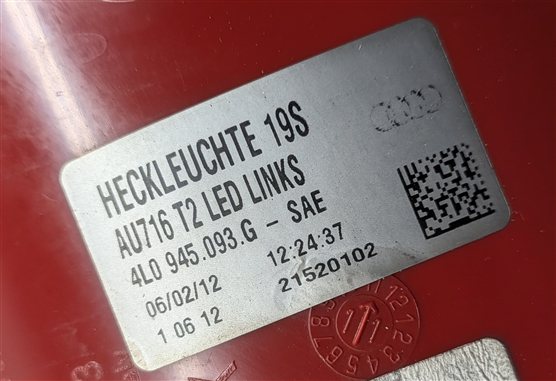 Thumbnail 8: 2010-2015 AUDI Q7 (4L) REAR LEFT DRIVER TAILLIGHT BRAKE LIGHT LAMP (LED)