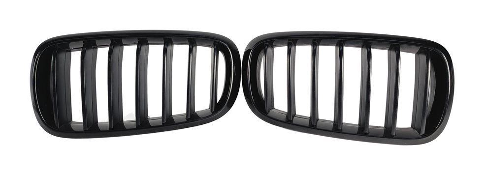 2015-2019 BMW X6 FRONT LEFT & RIGHT KIDNEY GRILLE SET/2 GLOSS BLACK