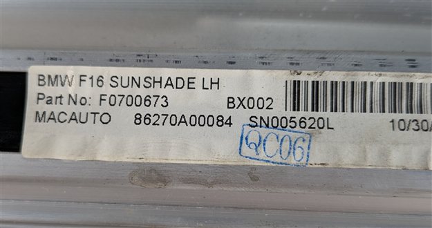 Thumbnail 5: 2015 BMW X6 (F16) REAR LEFT DOOR WINDOW SUN SHADE SUNSHADE ROLLER BLIND