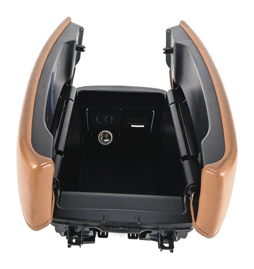 Thumbnail 2: 14-19 BMW X5 X6 F15 F16 FRONT CENTER CONSOLE ARM REST COMPARTMENT (Black Cognac)