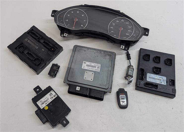 Thumbnail 3: 12 AUDI A6 A7 C7 4G8 3.0L CGXB ENGINE ECM ECU BCM CLUSTER MODULE KEY SET (108k)
