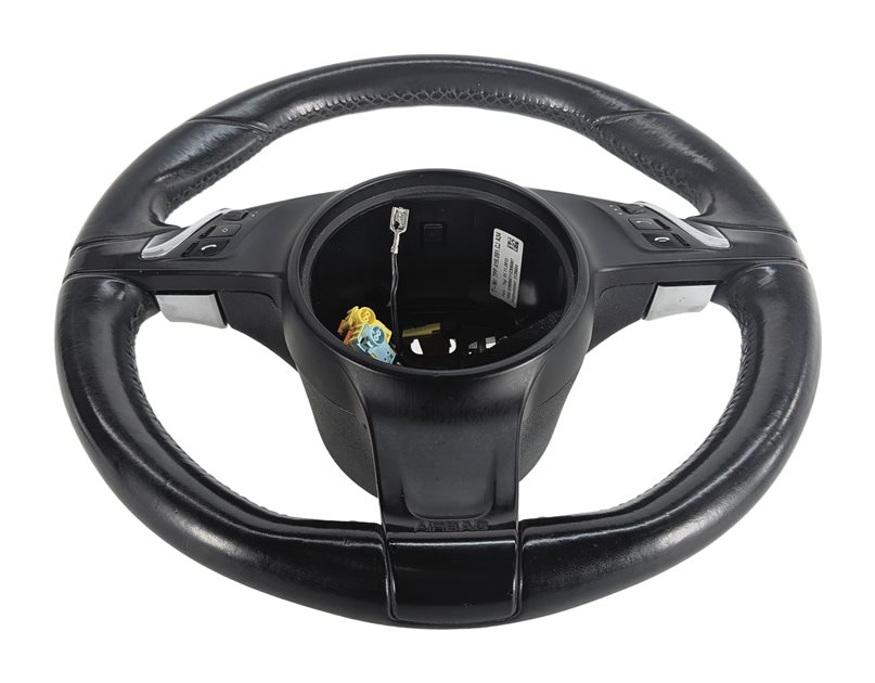 11-16 PORSCHE CAYENNE (958 970 G1) 3-SPOKE LEATHER STEERING WHEEL w/ PADDLES