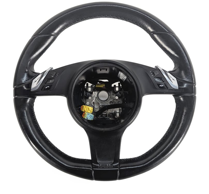 Thumbnail 2: 11-16 PORSCHE CAYENNE (958 970 G1) 3-SPOKE LEATHER STEERING WHEEL w/ PADDLES