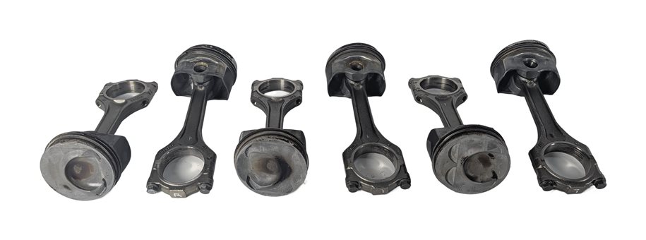 2013 PORSCHE CAYENNE (958) 3.6L VR6 ENGINE PISTON SET/6 w/CONNECTING RODS