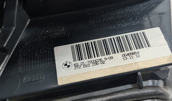 Thumbnail 7: 11-13 BMW 528i 535i 550i M5 (F10) REAR RIGHT PASSENGER INNER TRUNK TAILLIGHT