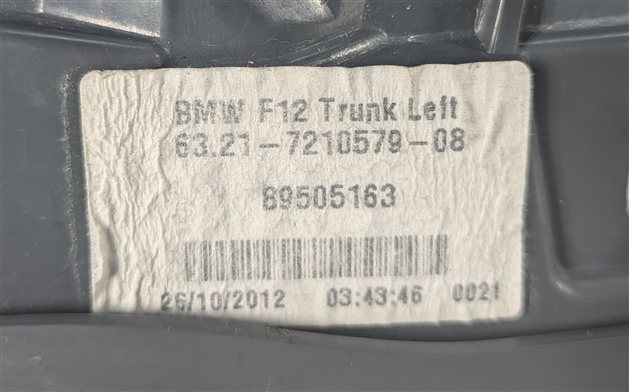 Thumbnail 5: 2012-2019 BMW 640i 650i M6 (F06 F12 F13) LEFT TRUNK INNER TAILLIGHT LIGHT LAMP