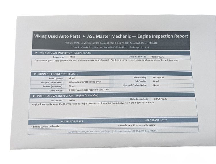 Thumbnail 15: 2015-2017 MERCEDES E400 CLS400 A207 3.0L RWD ENGINE MOTOR ASSEMBLY (61k)