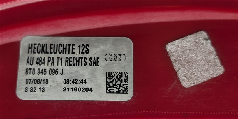 Thumbnail 7: 13-17 AUDI A5 S5 RS5 (B8 8T) REAR RIGHT OUTER TAILLIGHT BRAKE LIGHT LAMP (LED)