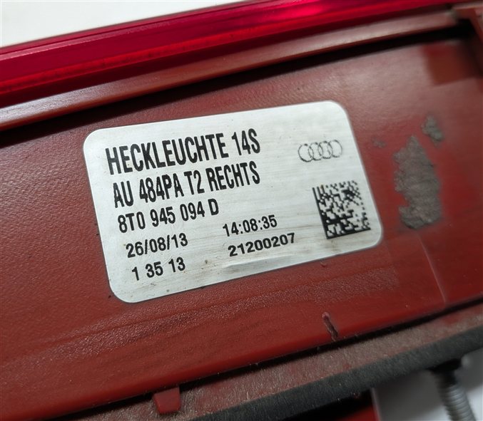 Thumbnail 7: 13-17 AUDI A5 S5 RS5 (B8 8T) RIGHT PASSENGER REAR INNER LED TAILLIGHT LIGHT LAMP