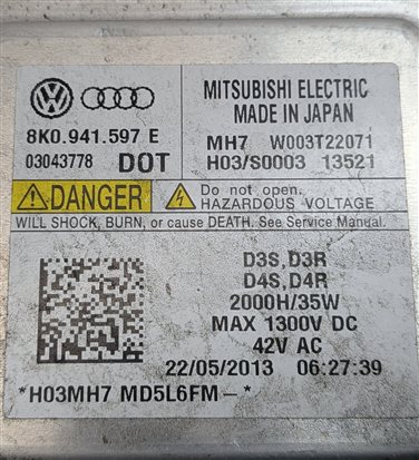Thumbnail 12: 2014 AUDI A5 (B8 8T) FRONT LEFT XENON HID HEADLIGHT BALLAST LED DRL MODULE SET/3