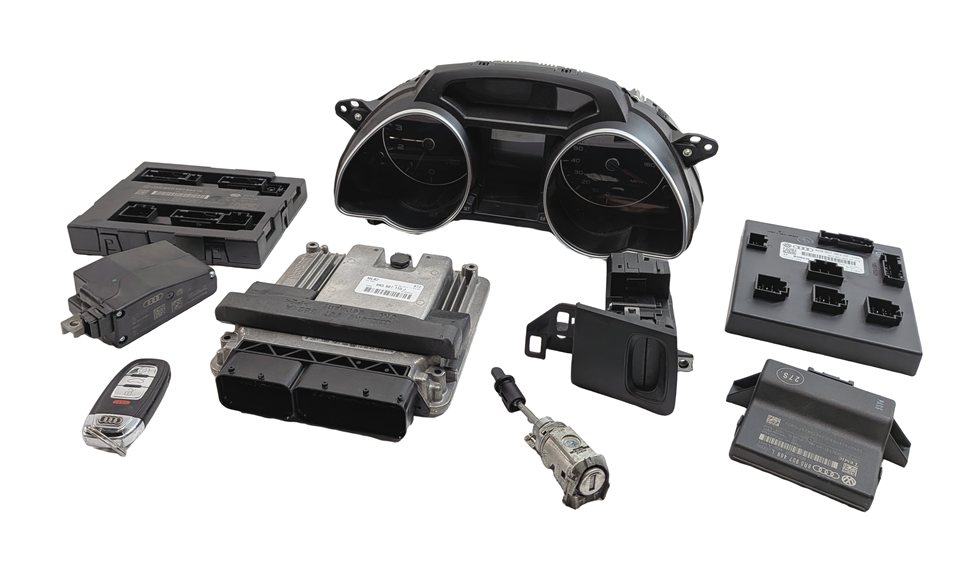 Thumbnail 3: 2014 AUDI A5 (B8 8T) 2.0L CPMB ENGINE ECM BCM GATEWAY IMMOBILIZER MODULE KEY SET