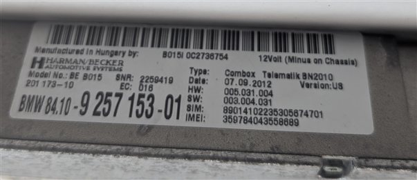Thumbnail 9: 2013 BMW 650I (F06) BLUETOOTH TELEMATICS COMMUNICATION COMBOX CONTROL MODULE