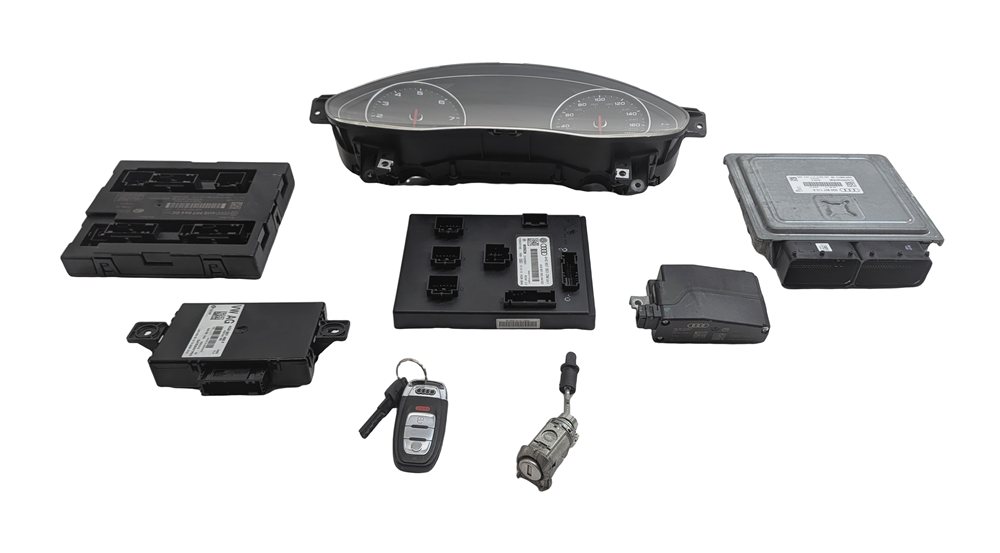 Thumbnail 2: 2016 AUDI A6 (4G) CYNB ECM BCM CLUSTER GATEWAY KEY COMPUTER MODULE SET