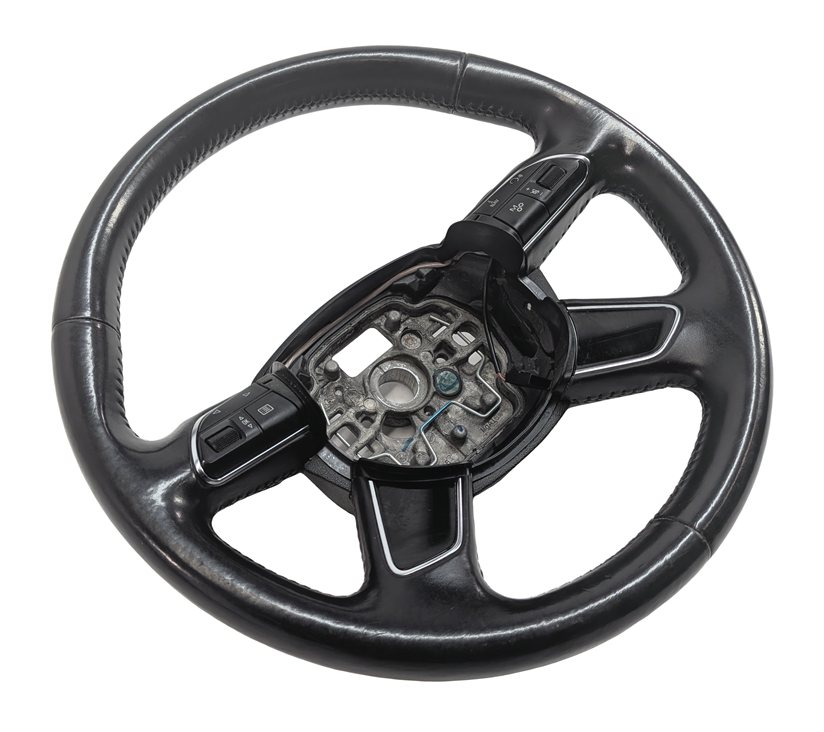 2011-2014 AUDI A8 (D4 4H) LEATHER MULTIFUNCTION STEERING WHEEL w/PADDLES (Black)