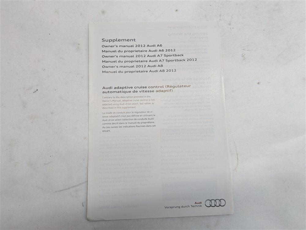 Thumbnail 3: 2012 AUDI A8 (D4 4H) 4.2L OWNER'S MANUAL BOOKLET w/LEATHER CASE SET