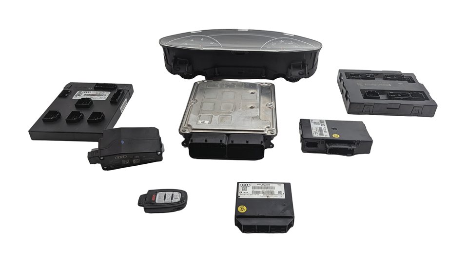 Thumbnail 2: 2011-2012 AUDI A8 (D4 4H) 4.2L (CDRA) ECM BCM CLUSTER KESSY GATEWAY KEY SET