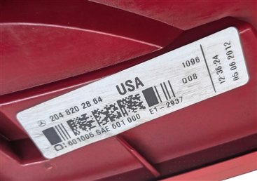 Thumbnail 8: 2012-2015 MERCEDES BENZ C250 C300 C350 (W204) LEFT DRIVER TAILLIGHT BRAKE LIGHT